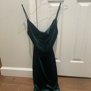 Lulu's Green Slip Dress Cowl Neck Backless